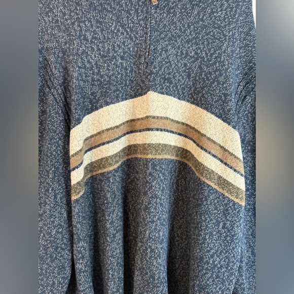 Eddie Bauer Men’s 3/4 Zip Navy Blue Stripped Long Sleeve Pullover Sweater - XXL - Picture 2 of 9